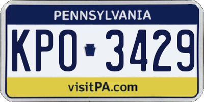 PA license plate KPO3429