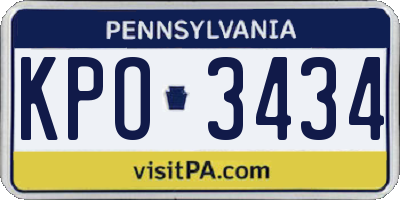 PA license plate KPO3434