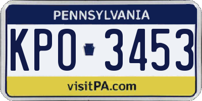 PA license plate KPO3453