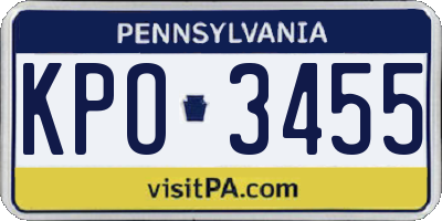 PA license plate KPO3455