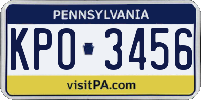 PA license plate KPO3456