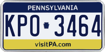 PA license plate KPO3464