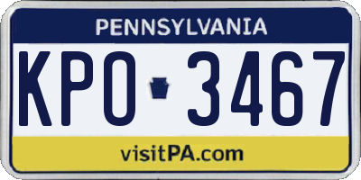 PA license plate KPO3467