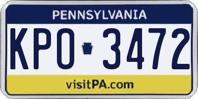 PA license plate KPO3472