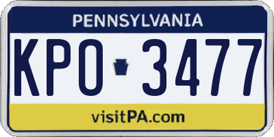 PA license plate KPO3477