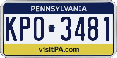 PA license plate KPO3481