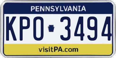 PA license plate KPO3494