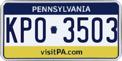 PA license plate KPO3503