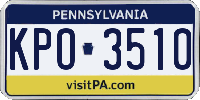 PA license plate KPO3510
