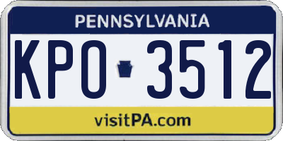 PA license plate KPO3512