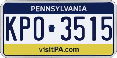 PA license plate KPO3515