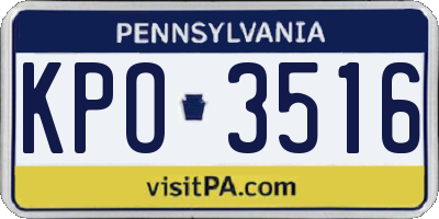 PA license plate KPO3516