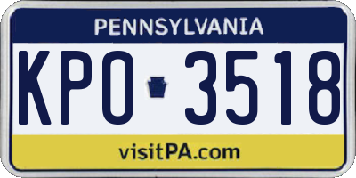 PA license plate KPO3518