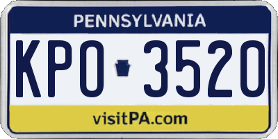 PA license plate KPO3520