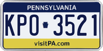 PA license plate KPO3521