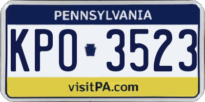 PA license plate KPO3523