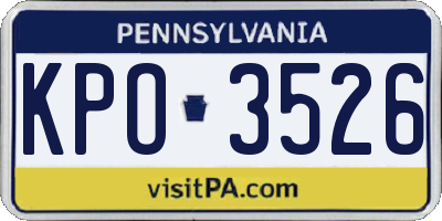 PA license plate KPO3526