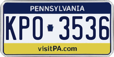 PA license plate KPO3536