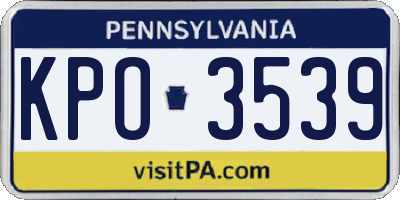 PA license plate KPO3539