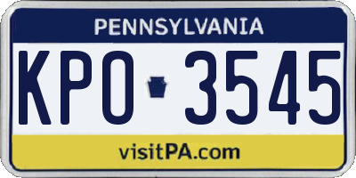 PA license plate KPO3545