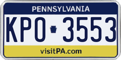 PA license plate KPO3553