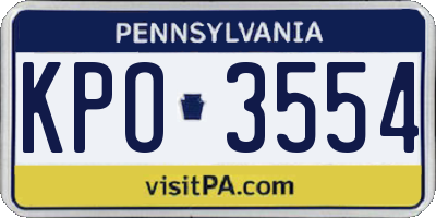 PA license plate KPO3554