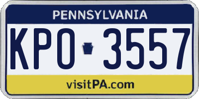 PA license plate KPO3557