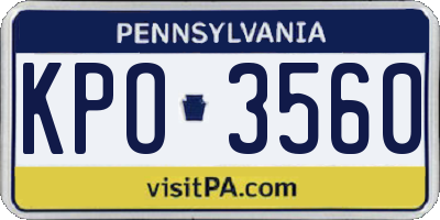 PA license plate KPO3560