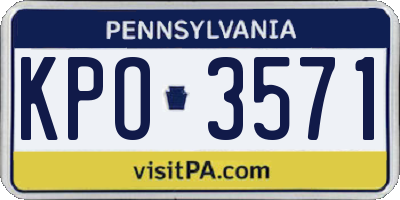 PA license plate KPO3571