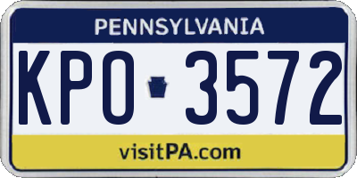 PA license plate KPO3572