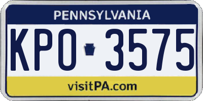 PA license plate KPO3575