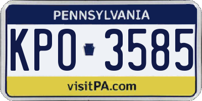 PA license plate KPO3585