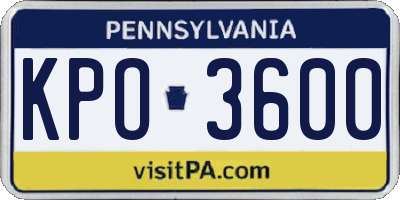 PA license plate KPO3600