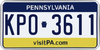 PA license plate KPO3611