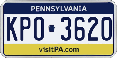 PA license plate KPO3620