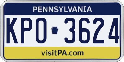 PA license plate KPO3624