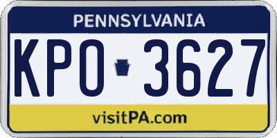 PA license plate KPO3627