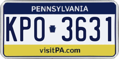 PA license plate KPO3631