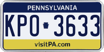 PA license plate KPO3633