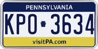 PA license plate KPO3634