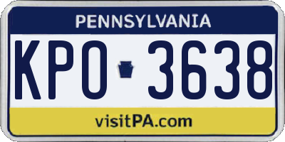 PA license plate KPO3638