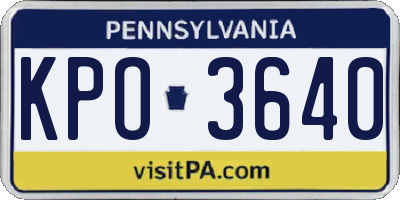 PA license plate KPO3640
