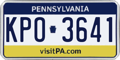 PA license plate KPO3641