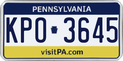 PA license plate KPO3645