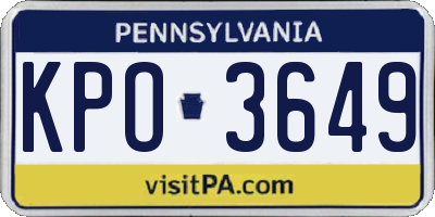 PA license plate KPO3649