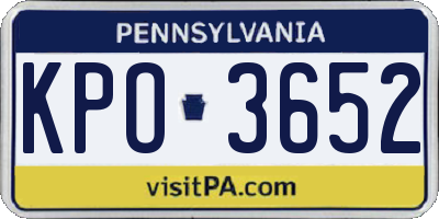 PA license plate KPO3652