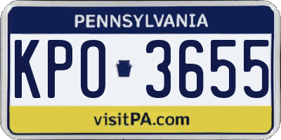 PA license plate KPO3655