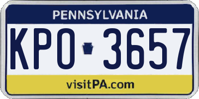 PA license plate KPO3657