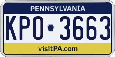 PA license plate KPO3663