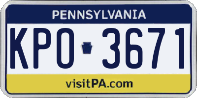 PA license plate KPO3671